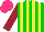 Silk - Green, yellow stripes, maroon sleeves, hot pink cap