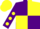 Silk - Purple and Yellow (quartered), Purple sleeves, Yellow spots, Yellow cap