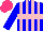 Silk - Blue, pink stripes, hoop, hot pink cap