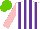 Silk - White, purple stripes, pink sleeves, light green cap