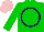 Silk - green, navy blue circle, pink cap
