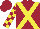 Silk - Maroon, yellow cross sashes, yellow blocks on sleeves