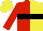 Silk - Red,yellow halved,black hoop,yellow cap