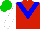 Silk - Red, blue 'v', white sleeves, green cap