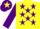 Silk - YELLOW, purple stars, purple sleeves, purple cap, yellow star