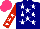 Silk - Navy, white stars, red sleeves with white stars, hot pink cap