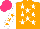 Silk - Orange, white stars, white sleeves, orange stars, hot pink cap