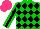 Silk - Green, black diamonds, green sleeves, black diamond stripe, hot pink cap