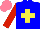 Silk - Blue, yellow cross, red sleeves, salmon cap