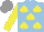 Silk - Light blue, yellow spades, sleeves, grey cap