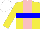 Silk - Yellow, pink stripe, blue hoop, white cap