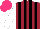 Silk - Maroon, black stripes, white sleeves, hot pink cap