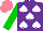 Silk - Purple, white spades, green sleeves, salmon cap