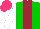 Silk - Green, maroon stripe, white sleeves, hot pink cap