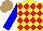 Silk - Yellow, red diamonds, blue sleeves, light brown cap