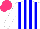 Silk - White, blue stripes, hot pink cap