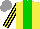 Silk - Yellow, green stripe, yellow sleeves, black stripes, grey cap