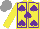 Silk - Yellow, purple spades, seams, grey cap