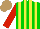 Silk - Green, yellow stripes, red sleeves, light brown cap