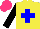 Silk - Yellow, blue cross, black sleeves, hot pink cap