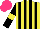 Silk - Yellow, black stripes, black sleeves, yellow armbands, hot pink cap