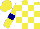 Silk - Yellow, white check, yellow sleeves, navy armlets, yellow cap