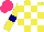 Silk - Yellow, white check, yellow sleeves, navy armlets, hot pink cap