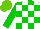 Silk - White, green check, green sleeves, light green cap