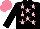 Silk - Black, pink stars, salmon cap