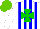 Silk - White, blue stripes, green maltese cross, light green cap