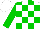 Silk - White, green check, sleeves, white cap