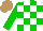 Silk - White, green check, sleeves, light brown cap