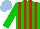 Silk - Green, red stripes, light blue cap