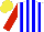 Silk - White, blue stripes, red sleeves, yellow cap