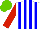 Silk - White, blue stripes, red sleeves, light green cap