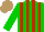 Silk - Green, red stripes, light brown cap