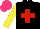 Silk - Black, red cross, yellow sleeves, hot pink cap