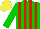 Silk - Green, red stripes, yellow cap