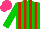 Silk - Green, red stripes, hot pink cap