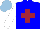 Silk - Blue,maroon cross,white sleeves, light blue cap