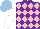 Silk - Purple, pink diamonds,white sleeves, light blue cap