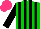 Silk - Green, black stripes and sleeves, hot pink cap