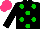 Silk - Black,green spots, hot pink cap