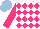 Silk - White, hot pink diamonds, sleeves, light blue cap