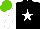 Silk - Black, white star, white sleeves, light green cap