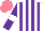 Silk - White, purple stripes, purple sleeves, white armlets, salmon cap