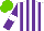 Silk - White, purple stripes, purple sleeves, white armlets, light green cap