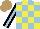 Silk - Yellow, light blue check, black sleeves, light blue stripe, light brown cap