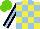 Silk - Yellow, light blue check, black sleeves, light blue stripe, light green cap