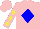 Silk - Pink, blue diamond, yellow diamonds on pink sleeves, pink cap